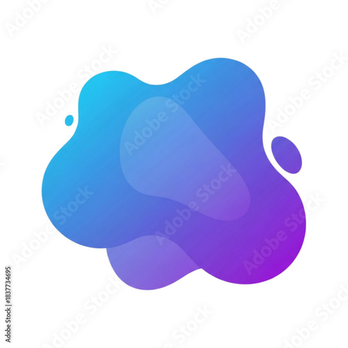 Abstract blue and purple gradient blob shape isolated on white. Modern fluid liquid form. Creative vector design element with soft curves for logo, web background or banner art