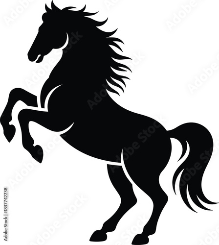 Rearing horse silhouette vector graphic isolated on