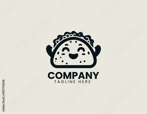 Happy Taco Man black vector logo illustration