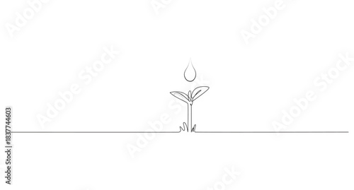 Black and white vector illustration of a plant in a vase with a dancing woman silhouette