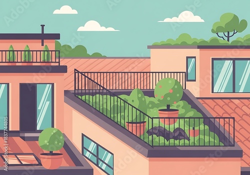 Terrace garden rooftops providing urban biodiversity and calming retreats