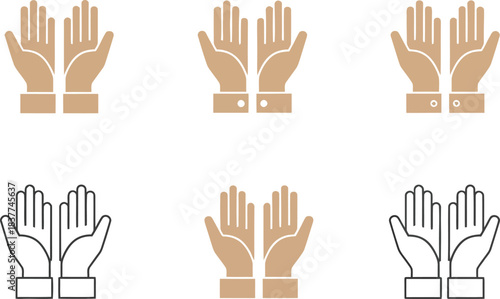 Six Silhouettes Representing Prayer, Worship, and Asking for Blessings