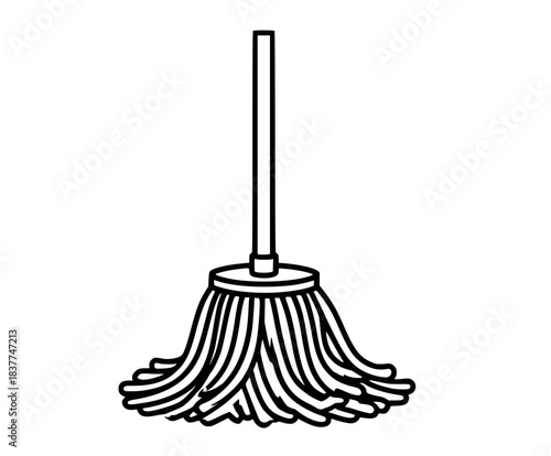 black and white mop cleaning floor clip art preview