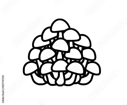Mushroom Mystique: Stack Simplistic Black White Mushrooms | Clean, isolated vector art for creative projects.