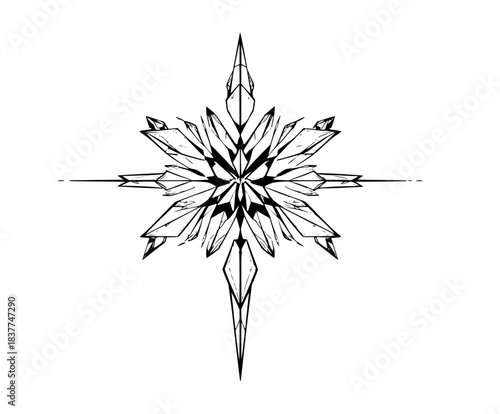 Crystalline Winter's Embrace: Flower Ice Snow | Clean, isolated vector art for creative projects.