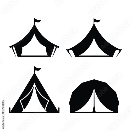 Tent Classic Vector, Silhouette, Illustration