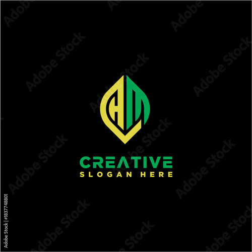 Letter HM Leaf Monogram Logo Design Vector Template