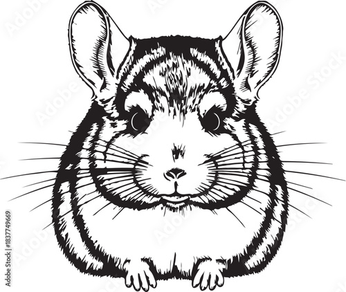 Chinchilla front view vector illustration on transparent background