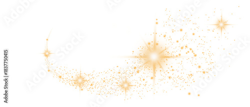 Golden starburst glowing particles and shimmering sparkles flare trails PNG for luxury festive design