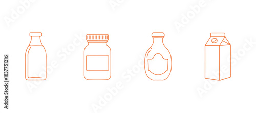 Bottle symbol. Milk bottle symbol. Line icons of milk jars