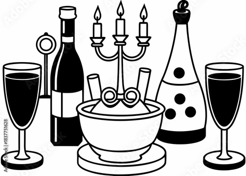 Celebration dinner drinks and candelabra setting