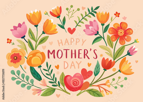 Mother's day floral greeting card Vector