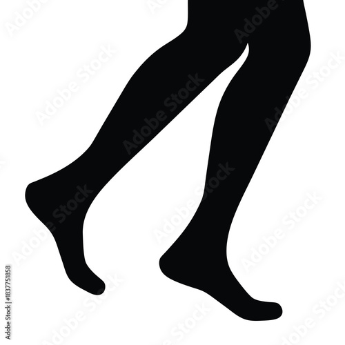 Silhouette of woman's legs, depicting movement or dance, on white background