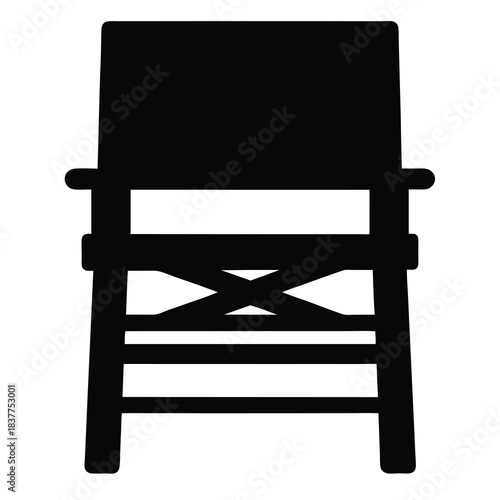 Simple Black Silhouette of an Armchair or Director's Chair on White Background