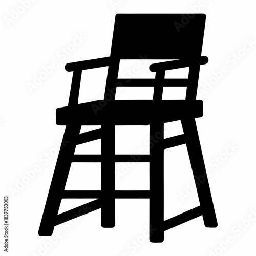 Silhouette lifeguard chair on a white background conveys beach safety vibes