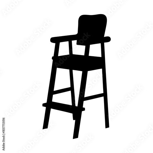 Silhouette lifeguard chair on a white background conveys beach safety vibes