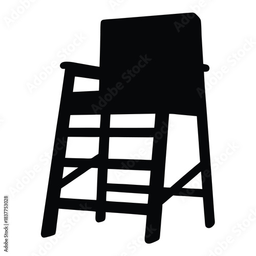 Silhouette lifeguard chair on a white background conveys beach safety vibes