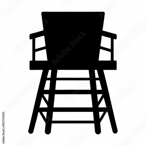 Silhouette of guard tower with observation deck and crisscross leg supports