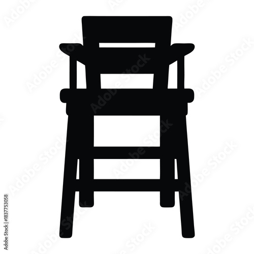 Silhouette lifeguard chair on a white background conveys beach safety vibes