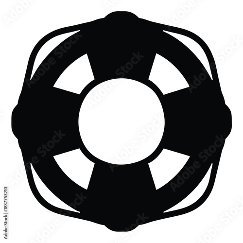 Iconic Black and White Life Preserver Symbol with Square Detailing Element