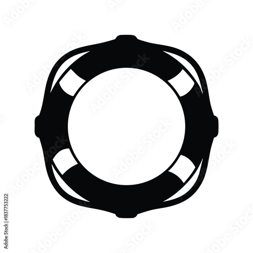 Iconic Black and White Life Preserver Symbol with Square Detailing Element