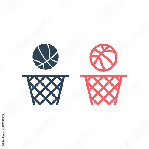 Basketball flat icons set sport Vector illustration