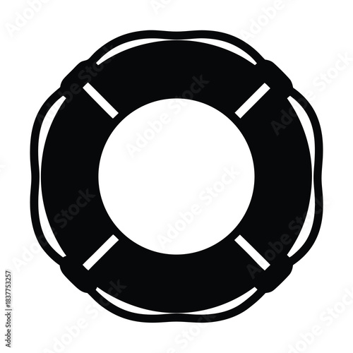 Black and white lifeguard ring graphic, a symbol of safety and rescue