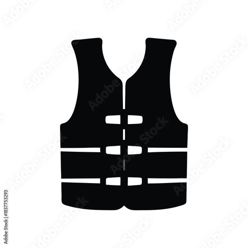 Simple black and white illustration of a life jacket safety equipment