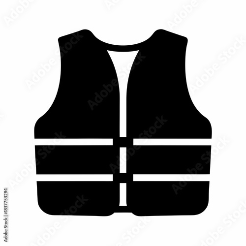 Black and White Life Vest Icon for Water Safety Awareness