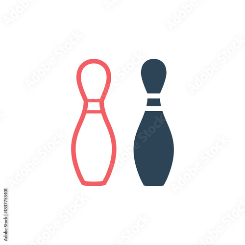 Bowling pin icons set Bowling game Simple Logo template Bowling club tournaments Sport illustration