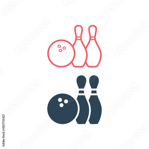 Bowling pin icons set Bowling game Simple Logo template Bowling club tournaments Sport illustration
