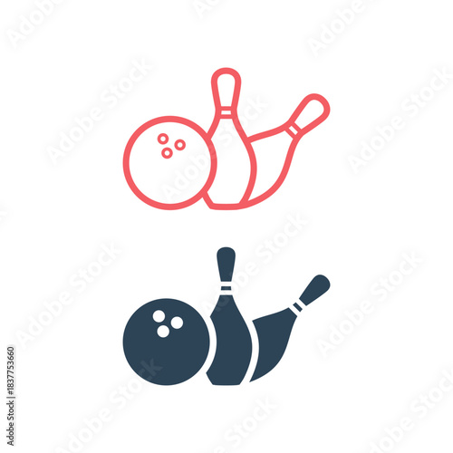 Bowling pin icons set Bowling game Simple Logo template Bowling club tournaments Sport illustration