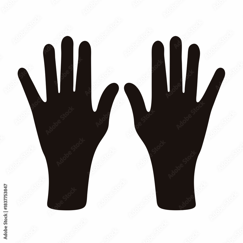 Obraz premium Silhouette of Two Hands with Open Palms Facing Upwards on White Background