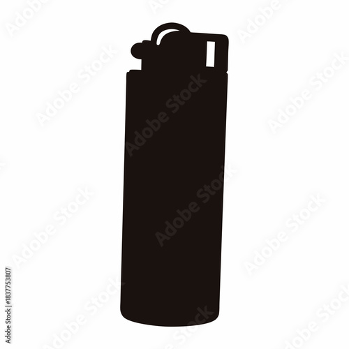 Silhouette of cigarette lighter for design use- Black silhouette of an open cigarette lighter, useful for icons, graphic design, product mockups, and search queries about flame tools