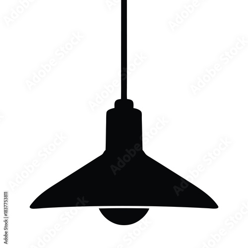 Silhouette of a hanging light fixture with a classic or vintage design