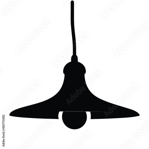 Silhouette of a hanging light fixture with a classic or vintage design