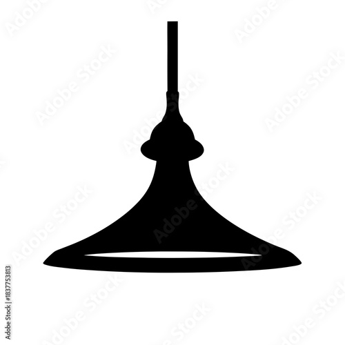 Black silhouette illustration of modern minimalist pendant lamp hanging from the ceiling