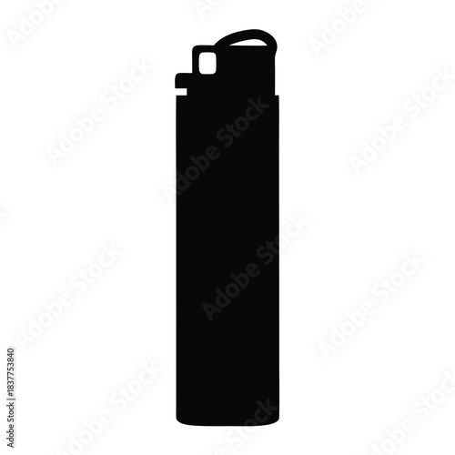 Silhouette of cigarette lighter for design use- Black silhouette of an open cigarette lighter, useful for icons, graphic design, product mockups, and search queries about flame tools