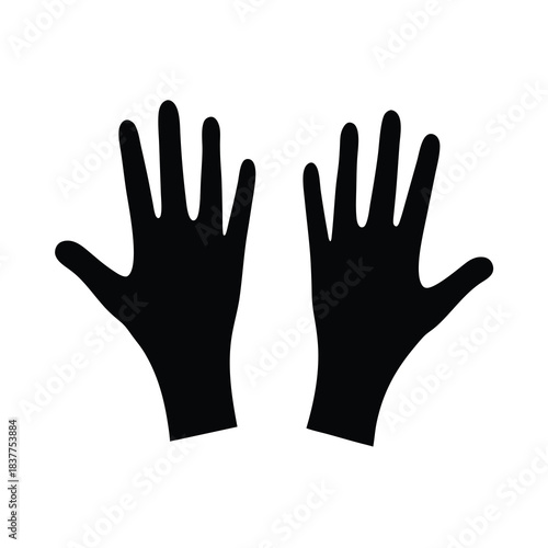 Two hands, open palms facing up, minimalist illustration, black silhouette on white