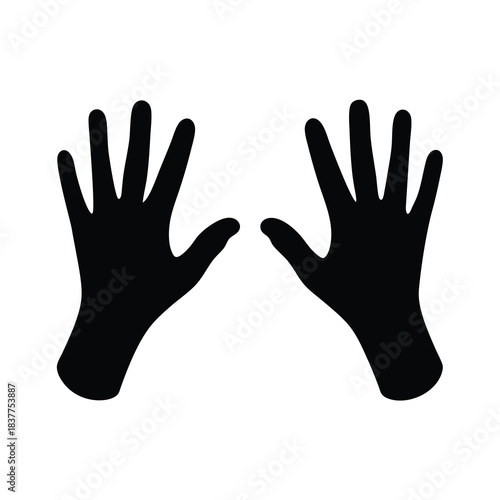 Two black hand silhouettes on a white background, symbol of helping hand