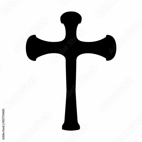 Black and White Silhouette of a Symbolic Cross Representing Faith and Religion
