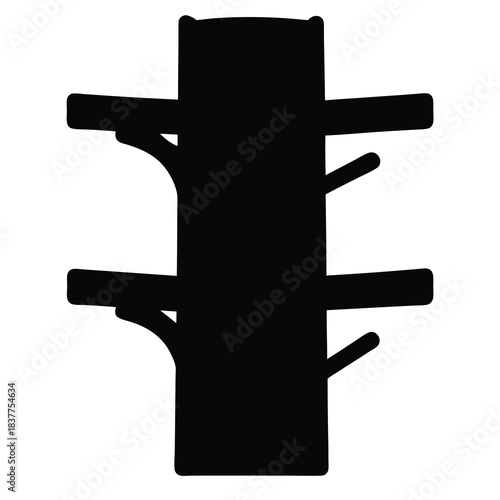 Black Silhouette of a Wing Chun Wooden Dummy for Martial Arts Training