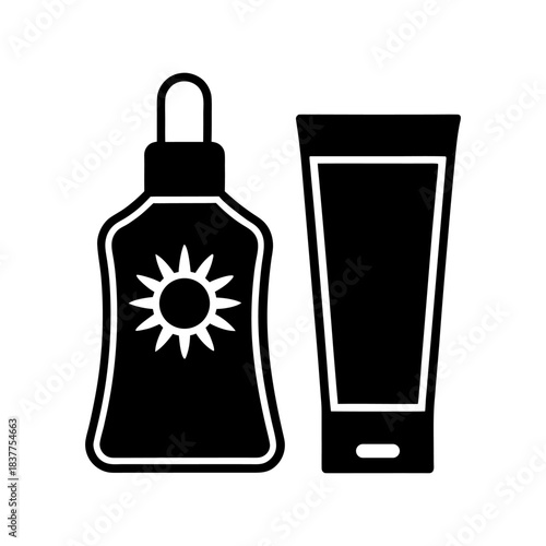 Travel Sunscreen Pouch Packaging Icon on White.