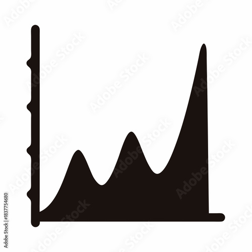 Black and white line graph showing data fluctuations and significant increase