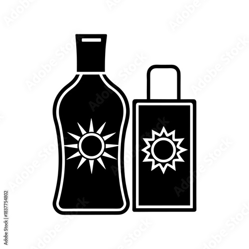 SPF Sunscreen Pouch Bottle Flat Icon Isolated on White.