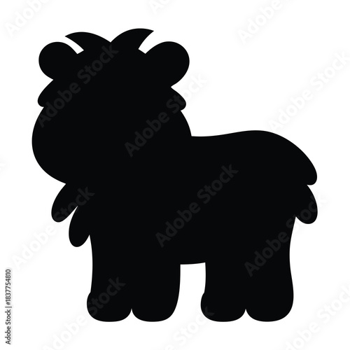 Cute animal silhouette isolated on white background, potentially a bear or dog