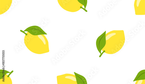 Seamless pattern with cute lemon. 
