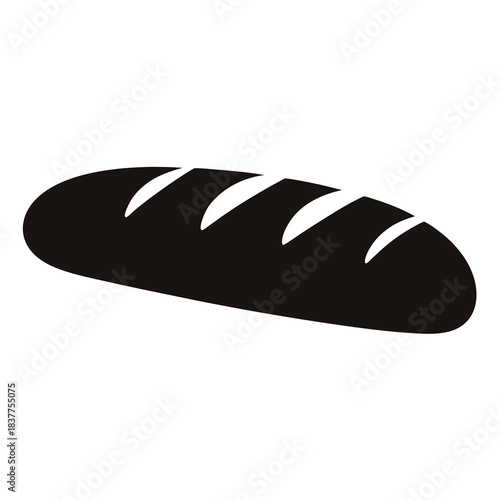 Stylized vector illustration of a loaf of bread, black on white background