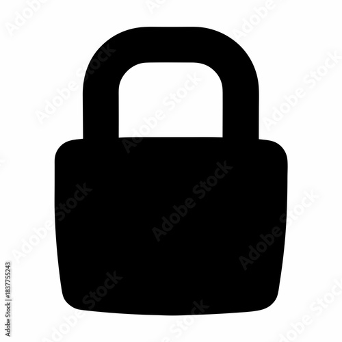 Simple Black Padlock Illustration on a White Background, Representing Security