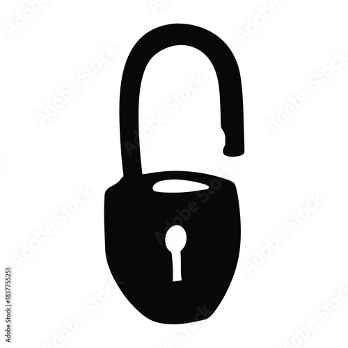 Silhouette of an unlocked padlock signifying security vulnerability and personal freedom